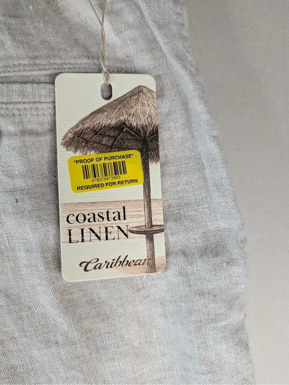 NWT Caribbean Men's Linen Blend Shorts Coastal Linen Size 38 Tall